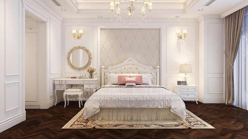 Giường ngủ chung cư tân cổ điển Giường ngủ chung cư tân cổ điển