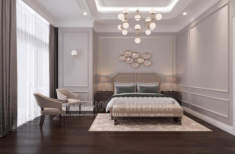 Giường ngủ chung cư tân cổ điển Giường ngủ chung cư tân cổ điển