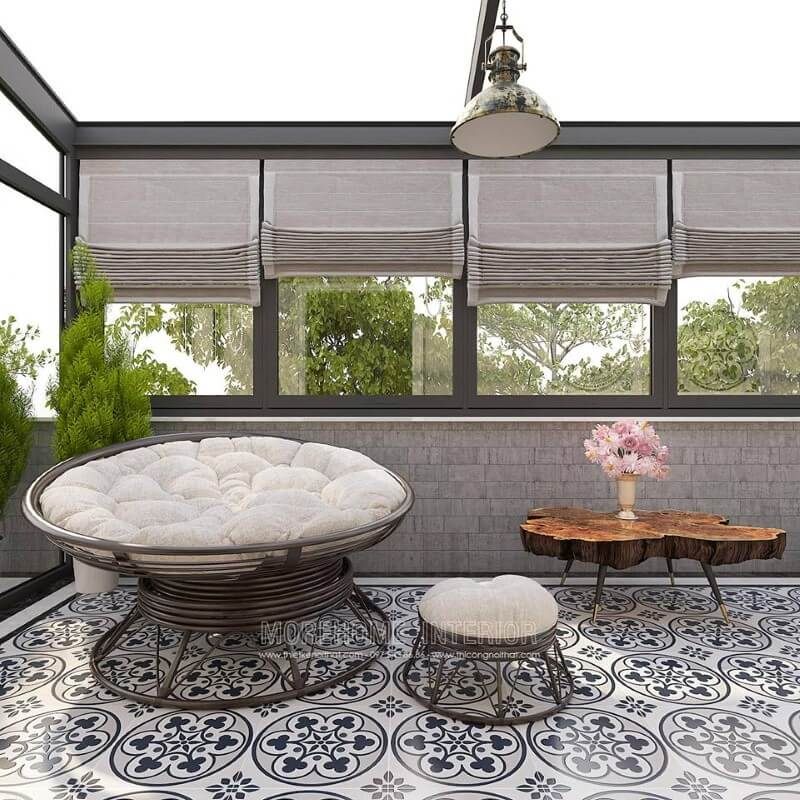 Trang trí ban công biệt thự, nhà phố đẹp với bộ bàn ghế ngoài trời ấn tượng.